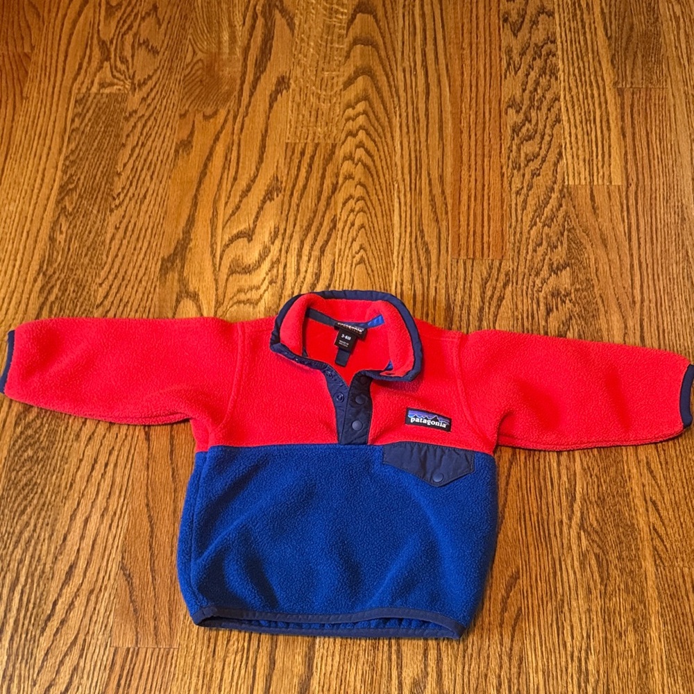 Patagonia red and blue pullover 3-6 months